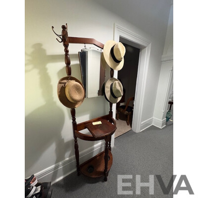 Art Deco Mahogany Hall Stand with Central Mirror