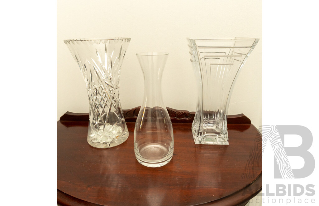 Pair of Large Cut Glass Vases