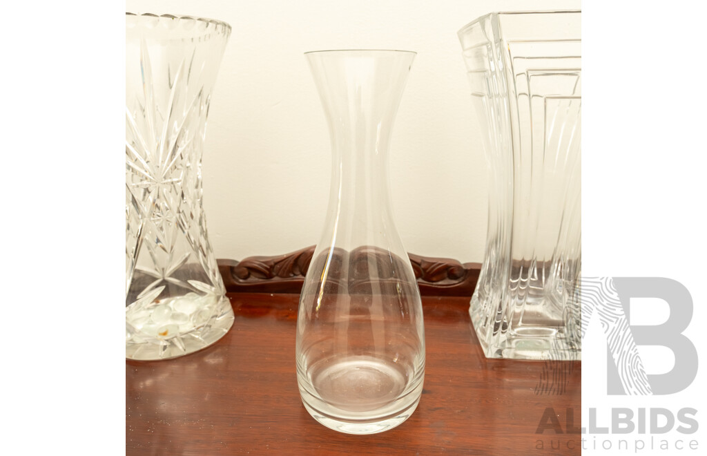 Pair of Large Cut Glass Vases