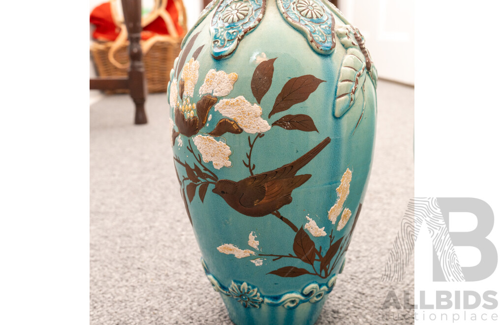 Pair of Vintage Glazed Oriental Vases