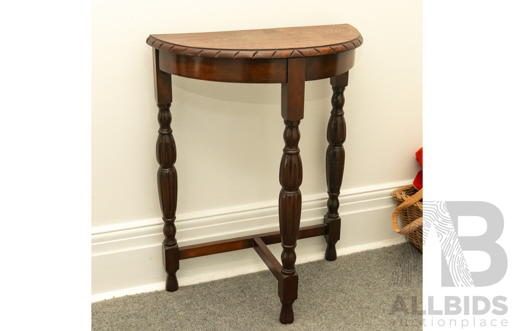 Art Deco Oak Demilune Hall Table