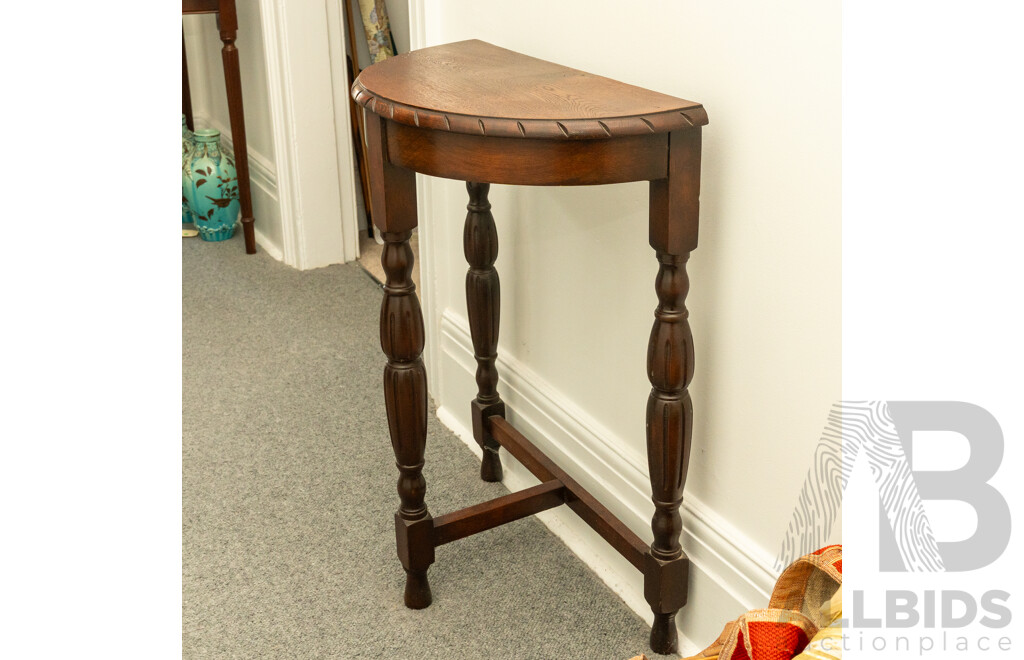 Art Deco Oak Demilune Hall Table