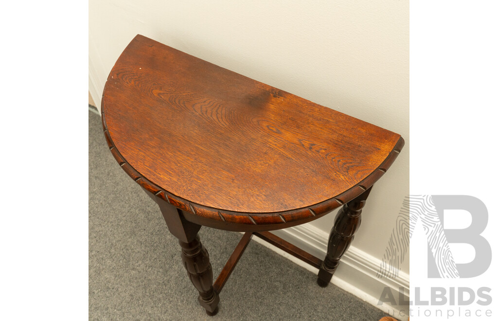 Art Deco Oak Demilune Hall Table