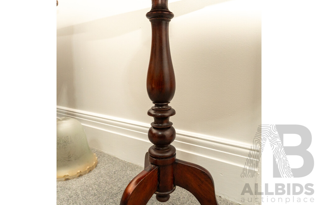 Vintage Pedestal Side Table with Chess Board Top