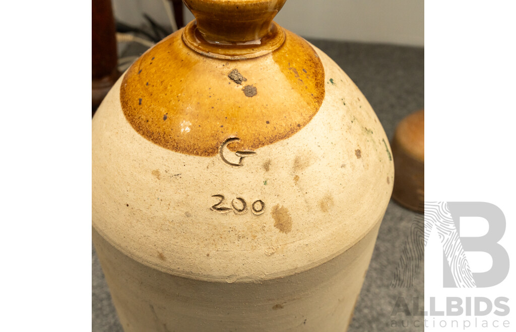 Large Salt Glaze Demijohn and Port Croc