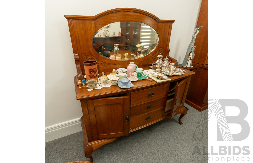 Late Edwardian Maple Mirrored Back Sideboard