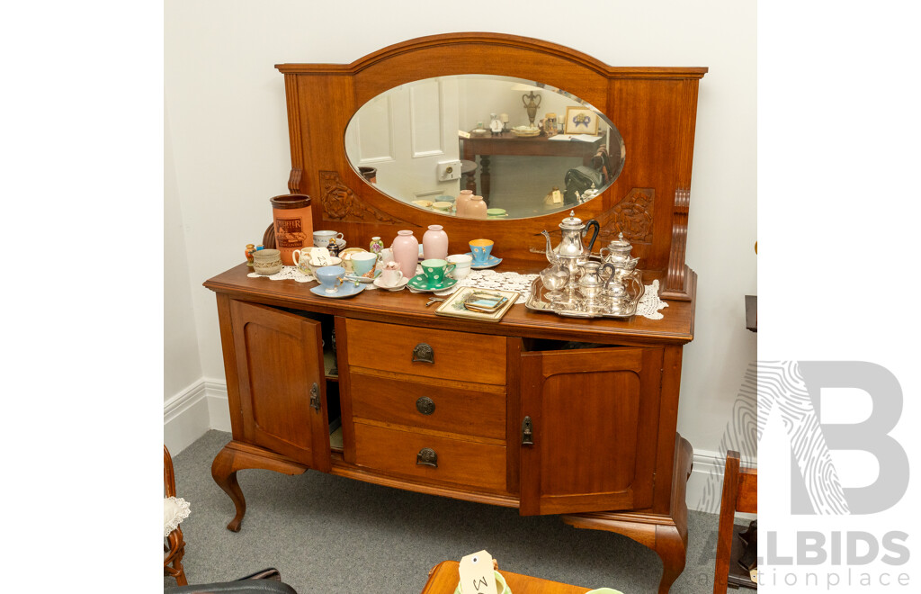 Late Edwardian Maple Mirrored Back Sideboard