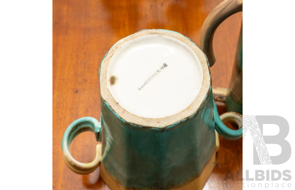 Pair of Vintage Czechoslovakian Glazed Vases