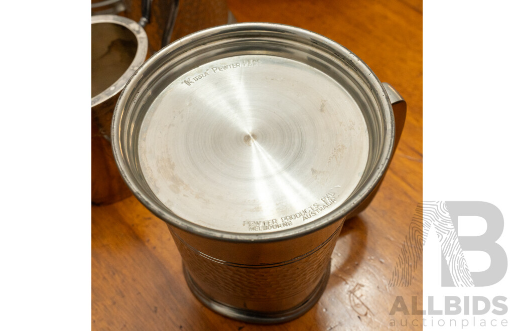 Large Pewter Pitcher with Five Vessels