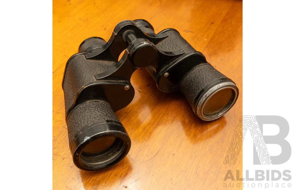 Pentax Spotmatic SLR Camera with Folding Brownie Camera and a Pair of Binoculars