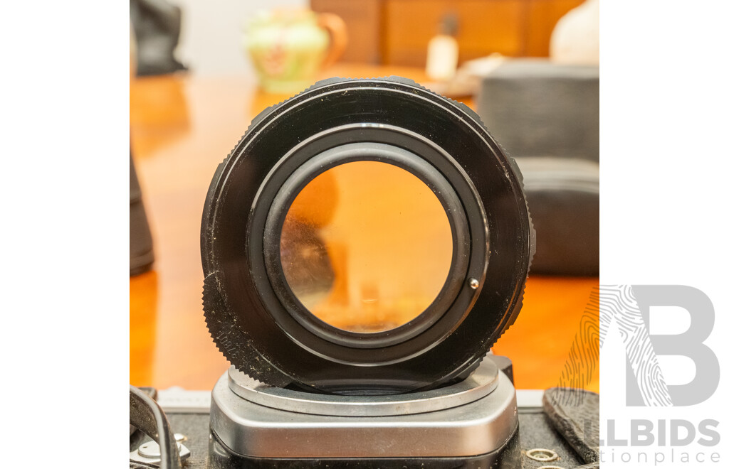 Pentax Spotmatic SLR Camera with Folding Brownie Camera and a Pair of Binoculars