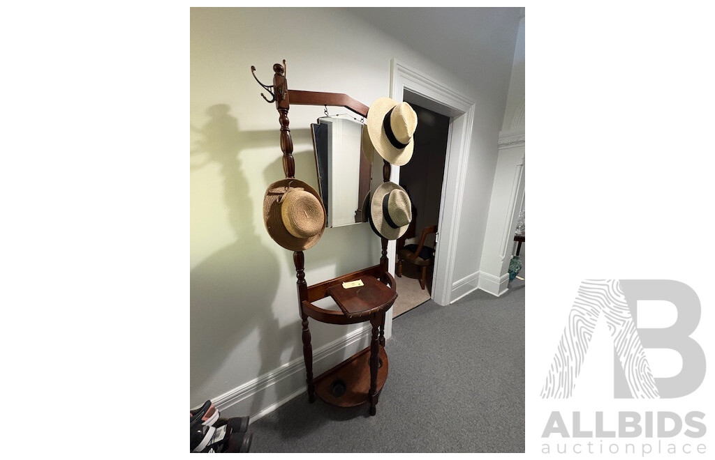 Art Deco Mahogany Hall Stand with Central Mirror