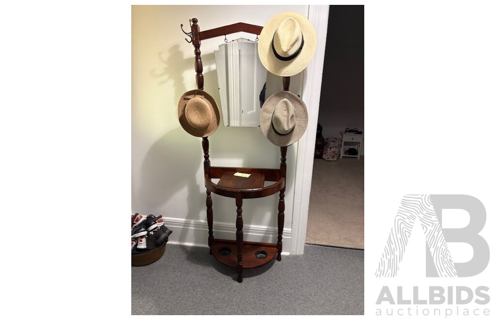 Art Deco Mahogany Hall Stand with Central Mirror