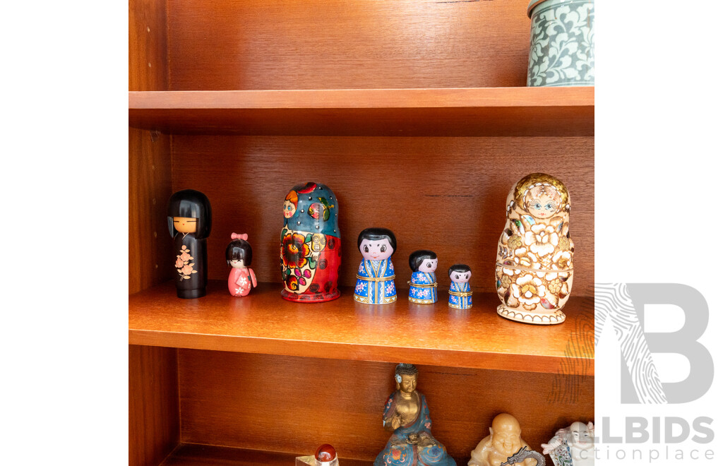 Collection of Both Babushka and Kokeshi Dolls