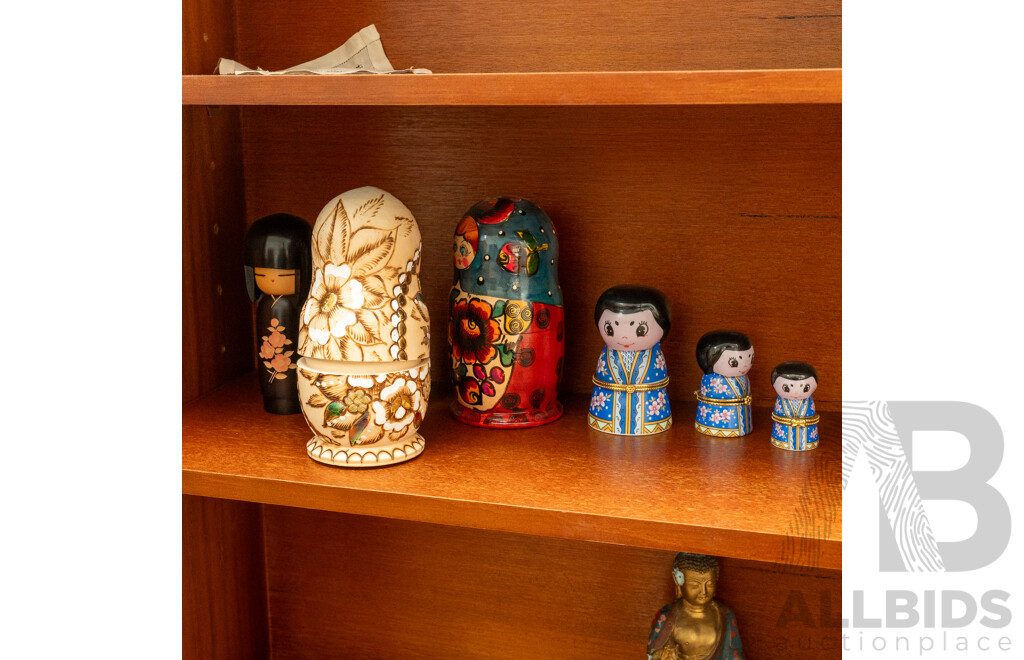 Collection of Both Babushka and Kokeshi Dolls