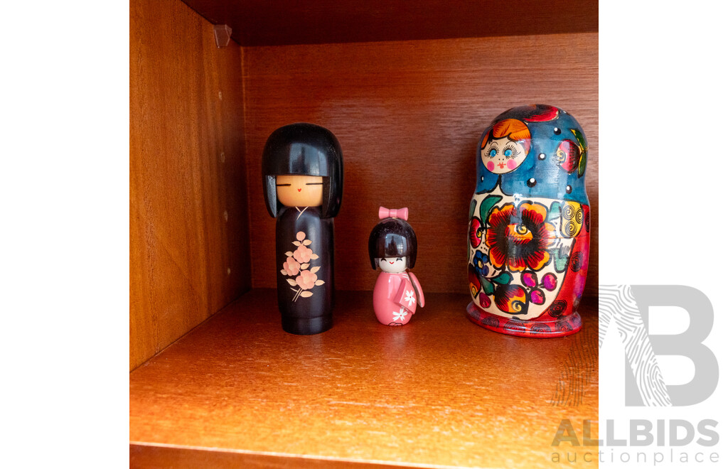 Collection of Both Babushka and Kokeshi Dolls