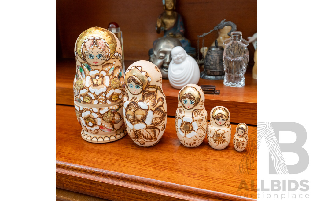 Collection of Both Babushka and Kokeshi Dolls