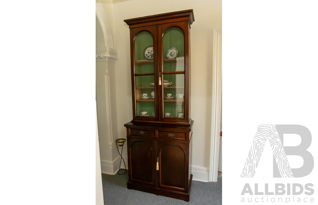Early Edwardian Mahogany Two Piece Bookcase