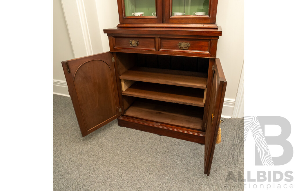 Early Edwardian Mahogany Two Piece Bookcase