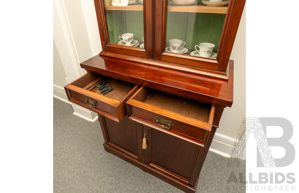 Early Edwardian Mahogany Two Piece Bookcase