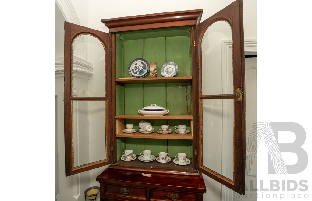 Early Edwardian Mahogany Two Piece Bookcase