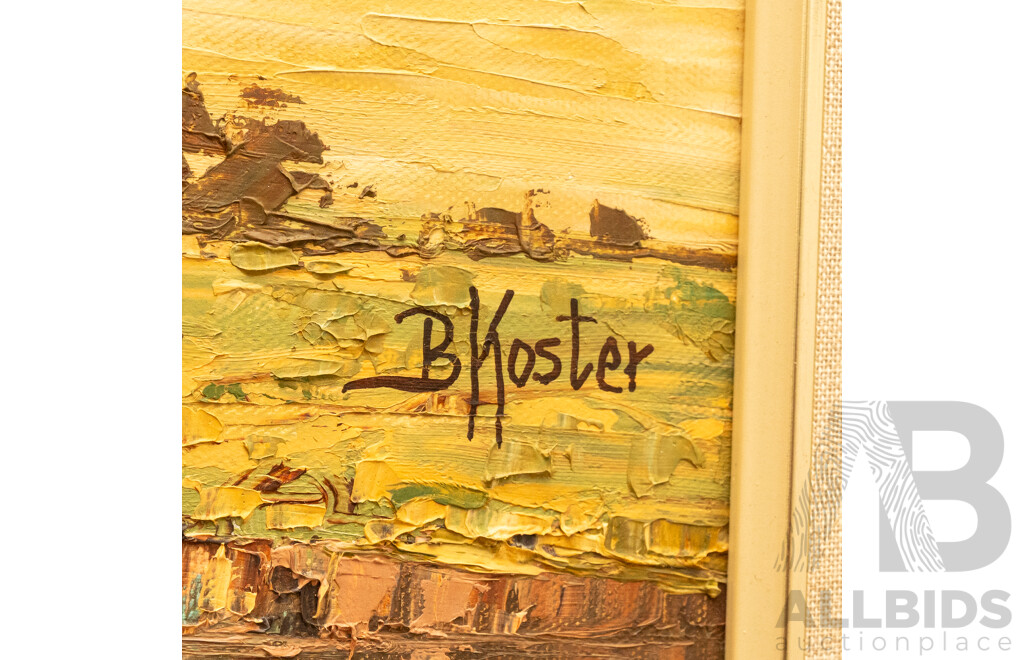 Betty Koster, (20th Century, Australian), Country Cottage by Stream, Lovely Vintage Oil on Canvas, 80 x 65 cm