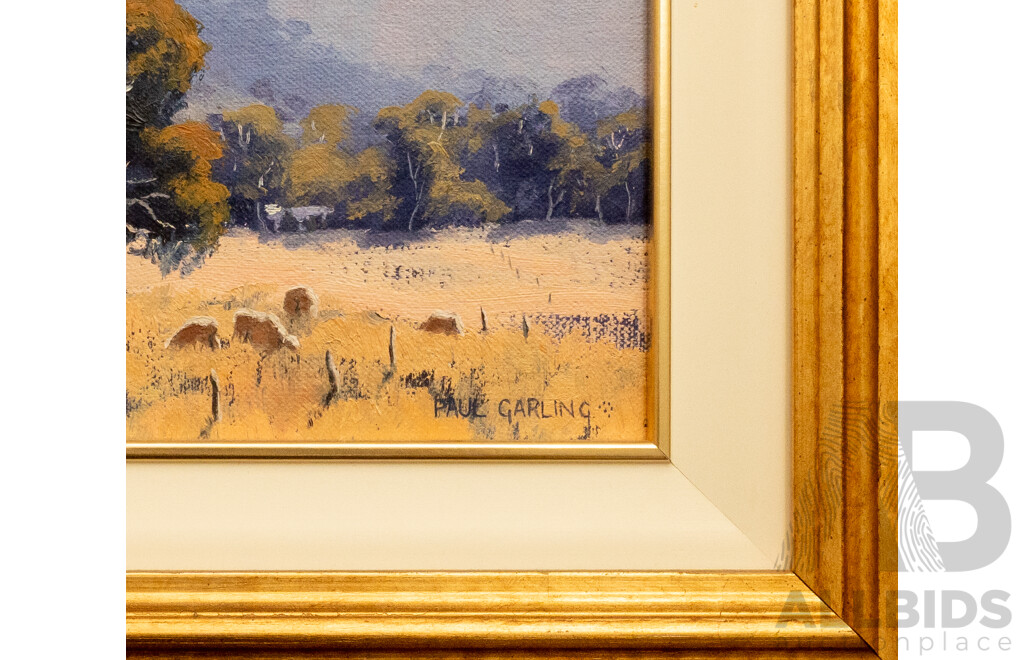 Paul Garling, (20th Century, Australian), Morning Grazing, Lovely Original Oil on Canvas, 36 x 30 cm