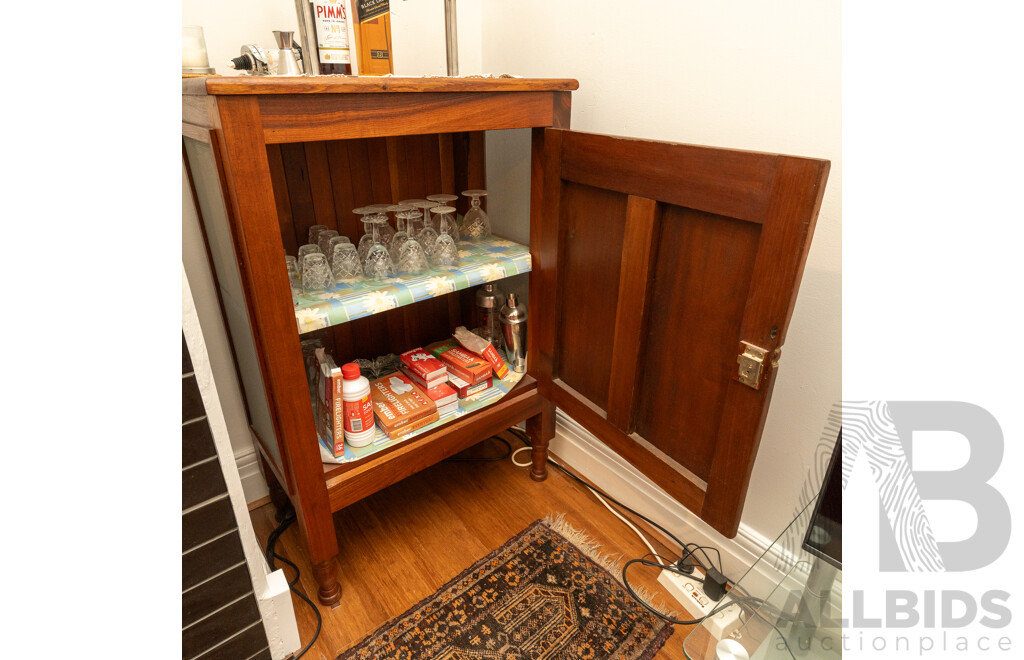 Victorian Cedar Single Door Meat Safe with Ventilated Panels