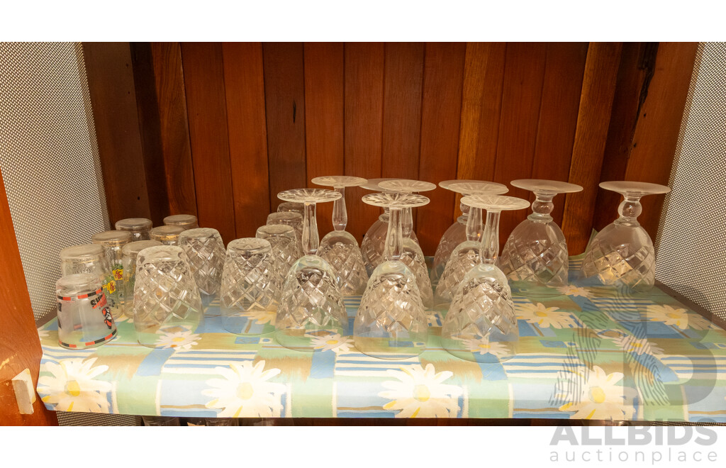 Collection of Bohemia Cut Glass Tumblers and Wine Goblets