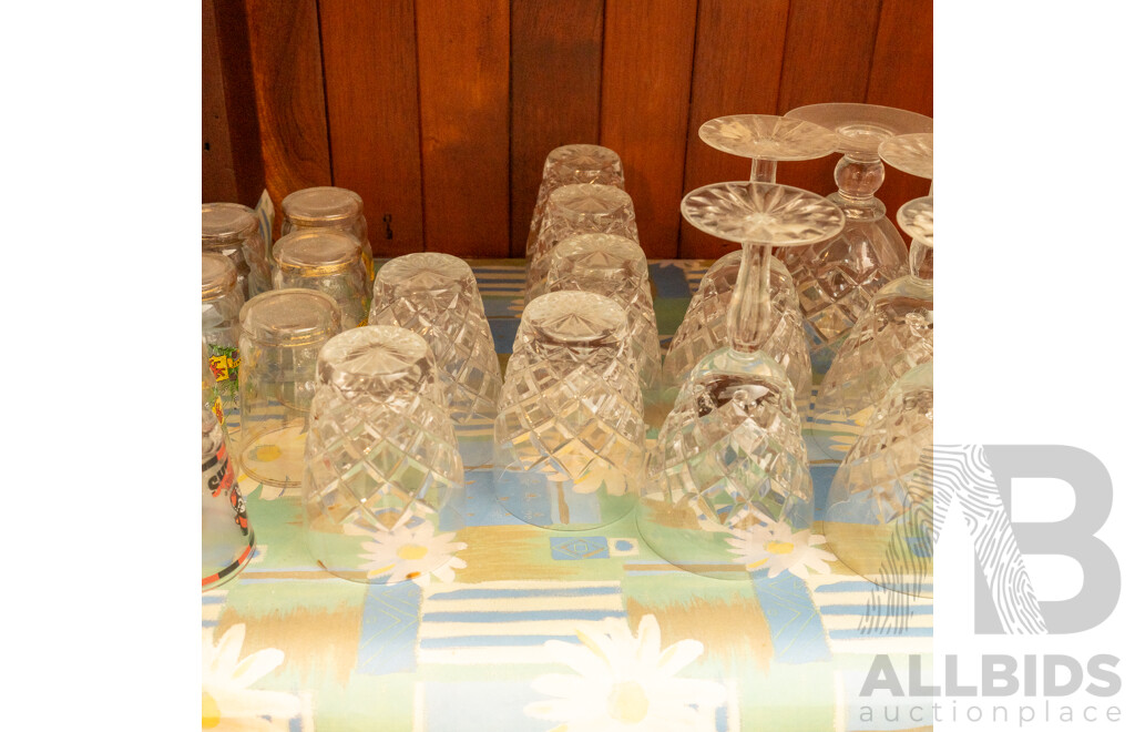 Collection of Bohemia Cut Glass Tumblers and Wine Goblets