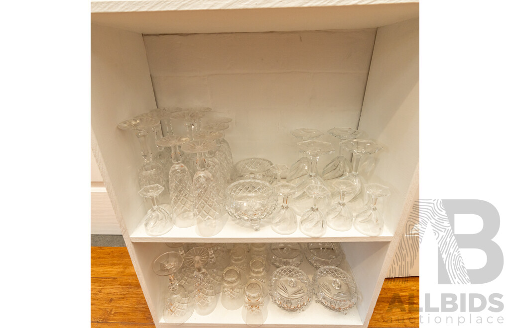 Large Collection of Cut Glass Tumblers, Wine Glasses and a Carafe