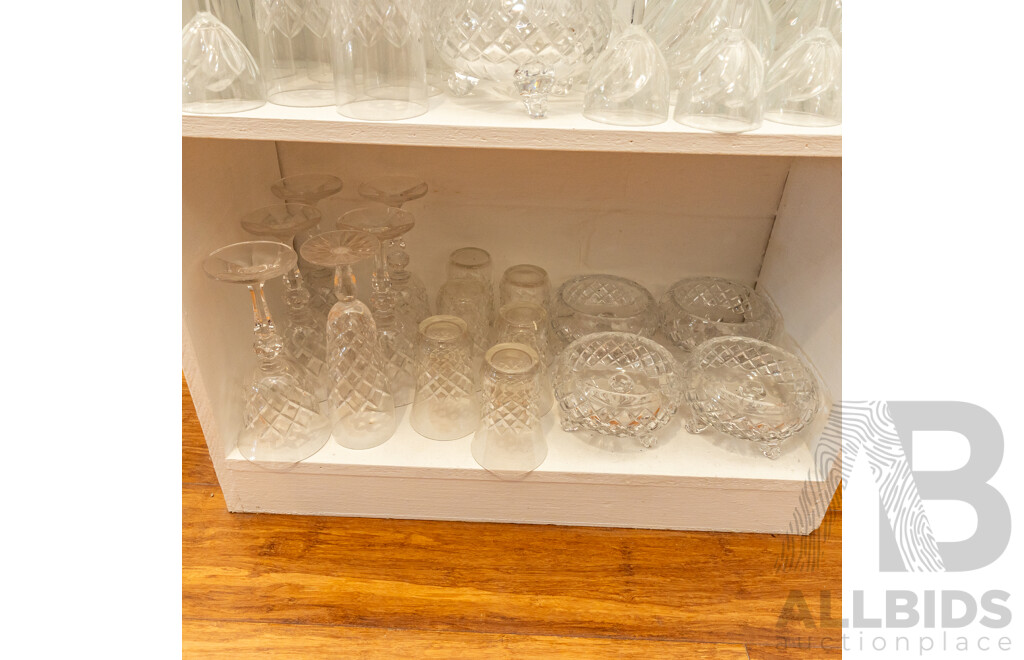 Large Collection of Cut Glass Tumblers, Wine Glasses and a Carafe