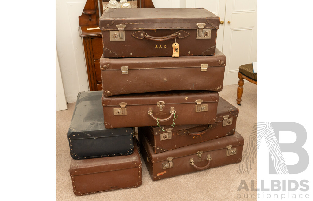 Collection of Various Vintage Suitcases