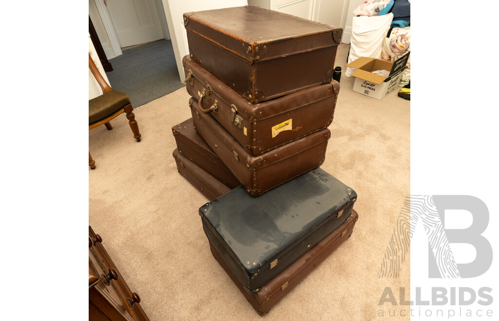 Collection of Various Vintage Suitcases