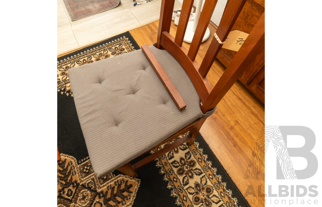 Modern Cedar Twin Pedestal Dining Table with Six Splat Back Chairs