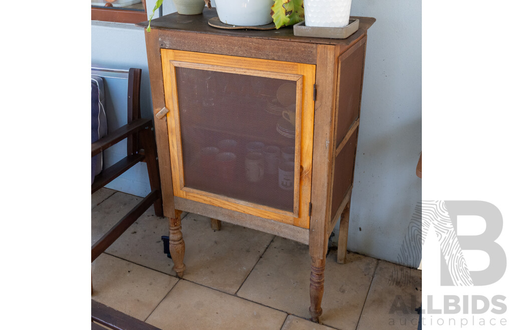 Early Australian Pine Meat Safe with Ventilated Panels