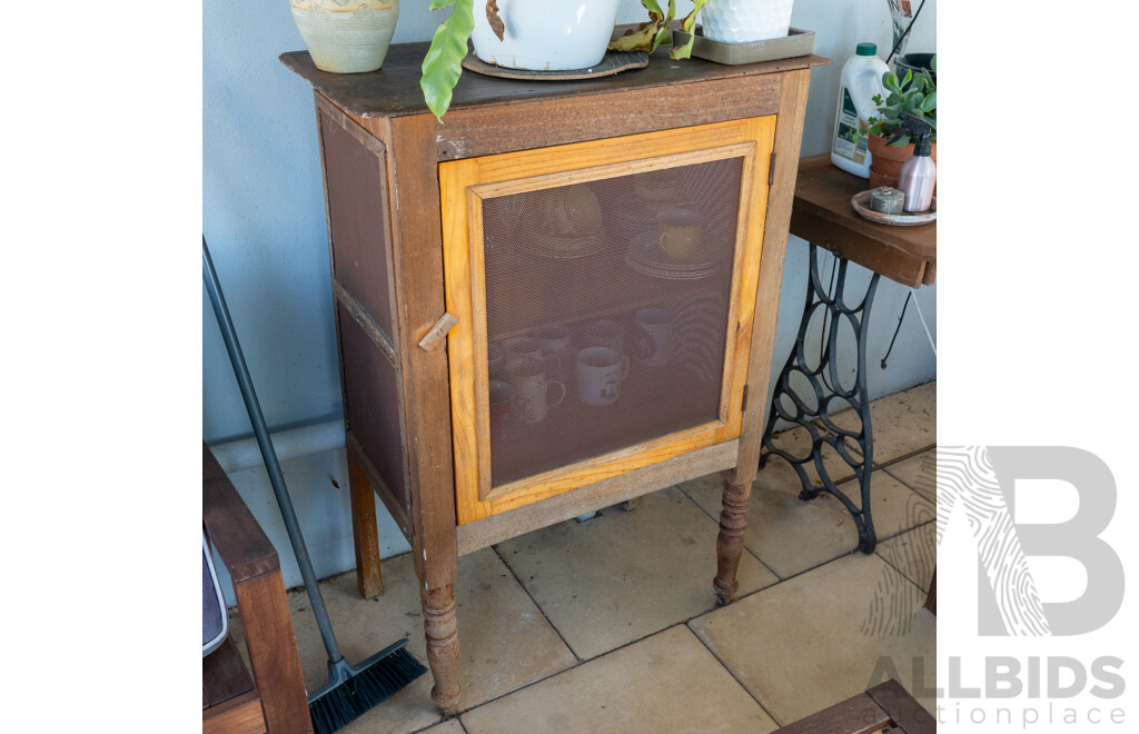 Early Australian Pine Meat Safe with Ventilated Panels