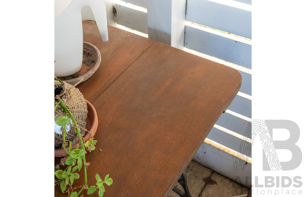 Treadle Base Garden Table with Timber Top