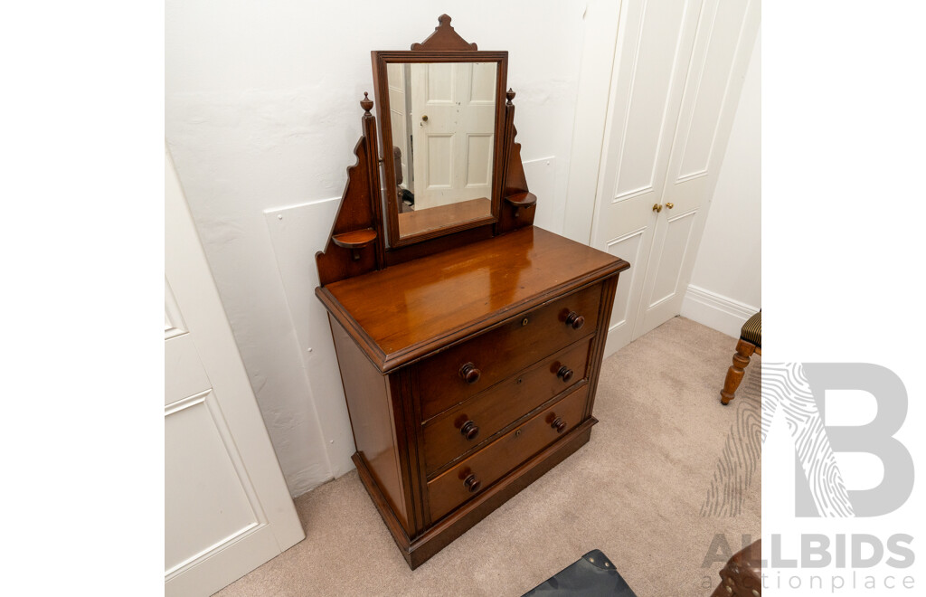 Edwardian Mahogany Mirrored Back Dressing Chest