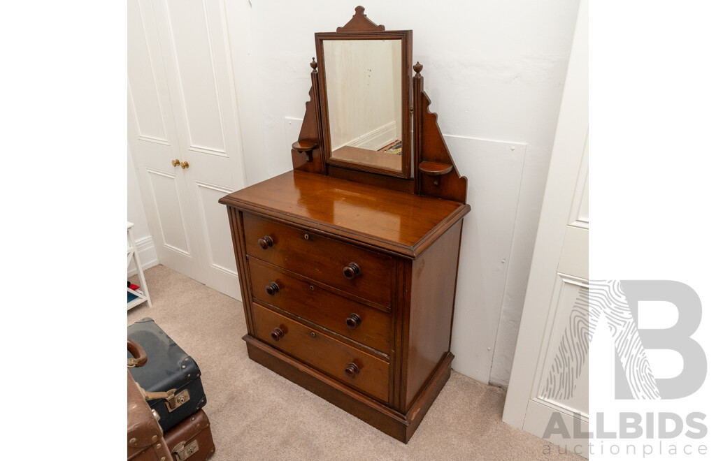 Edwardian Mahogany Mirrored Back Dressing Chest
