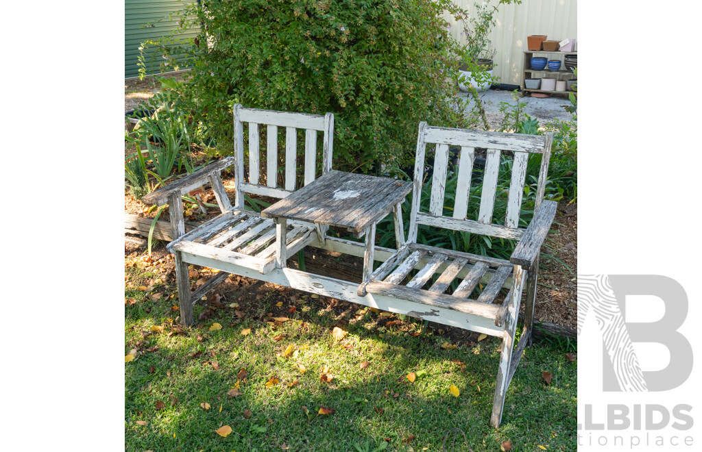 Painted Jack and Jill Bench, Two Seater Bench and a Side Table