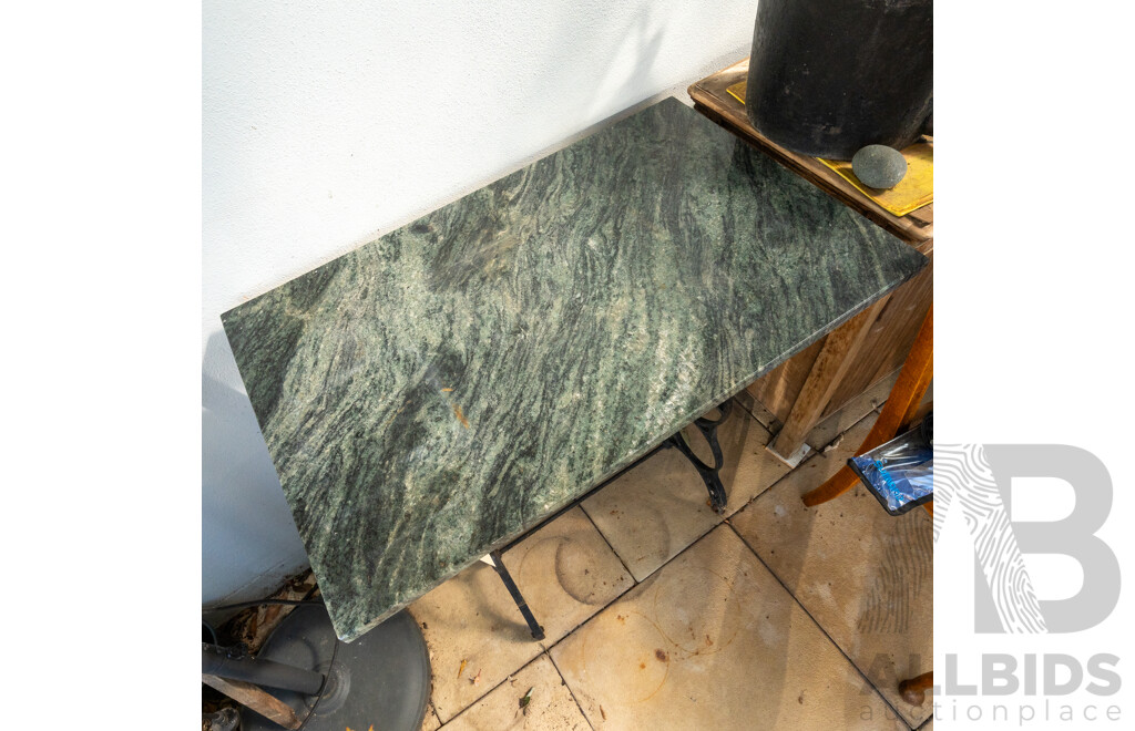 Treadle Base Garden Table with Marble Top