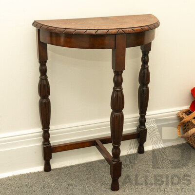 Art Deco Oak Demilune Hall Table