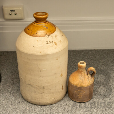 Large Salt Glaze Demijohn and Port Croc