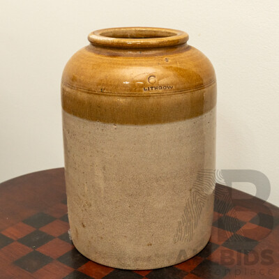 Early Lithgow Pottery Stoneware Bung Jar with Bristol Glaze (Stamped)