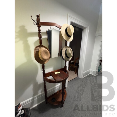 Art Deco Mahogany Hall Stand with Central Mirror