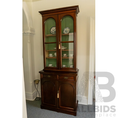 Early Edwardian Mahogany Two Piece Bookcase