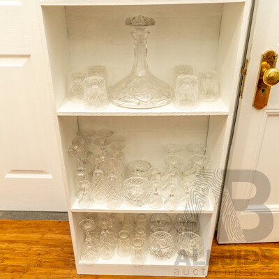 Large Collection of Cut Glass Tumblers, Wine Glasses and a Carafe