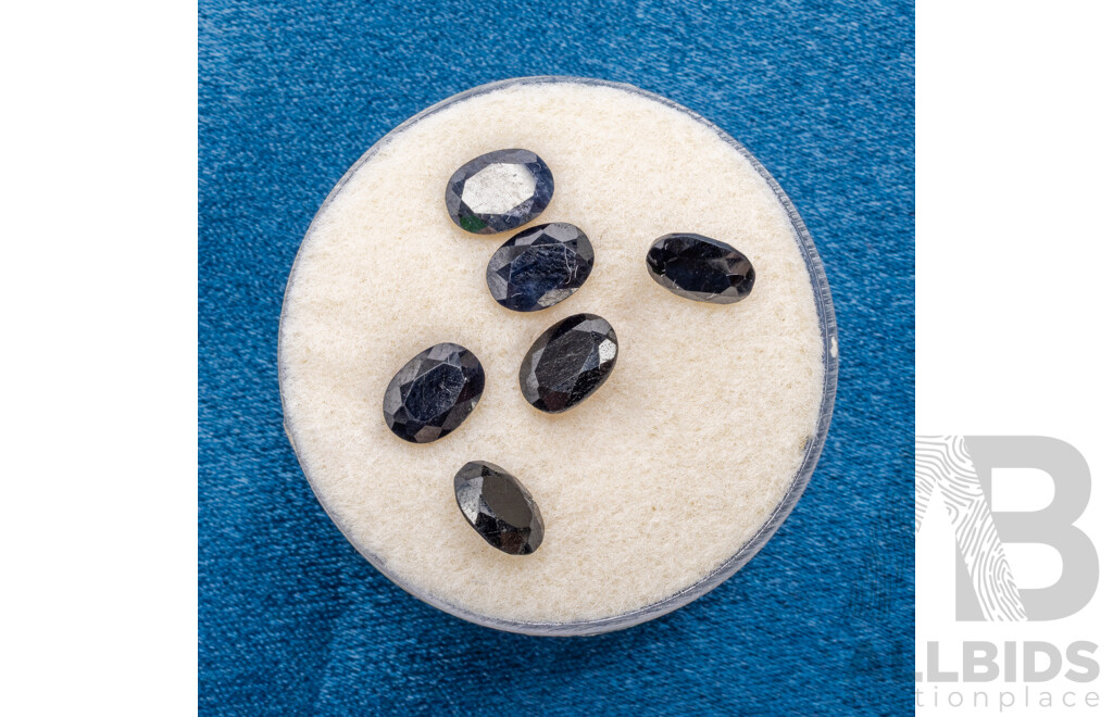 Oval Cut Dark Blue Natural Sapphires - Lot of 6