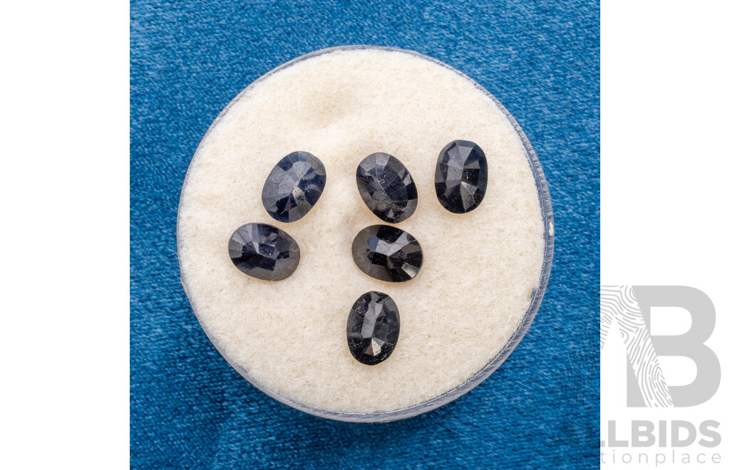 Oval Cut Dark Blue Natural Sapphires - Lot of 6